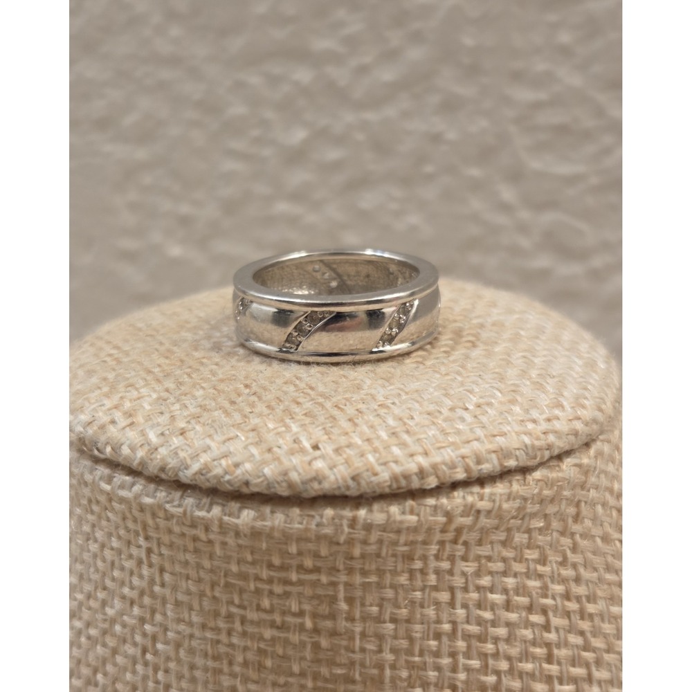 Bold Solid Sterling Silver Channel Set Band Ring Size 6